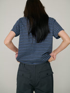 L'EAU Tacit stripe t-shirt_Deep blue