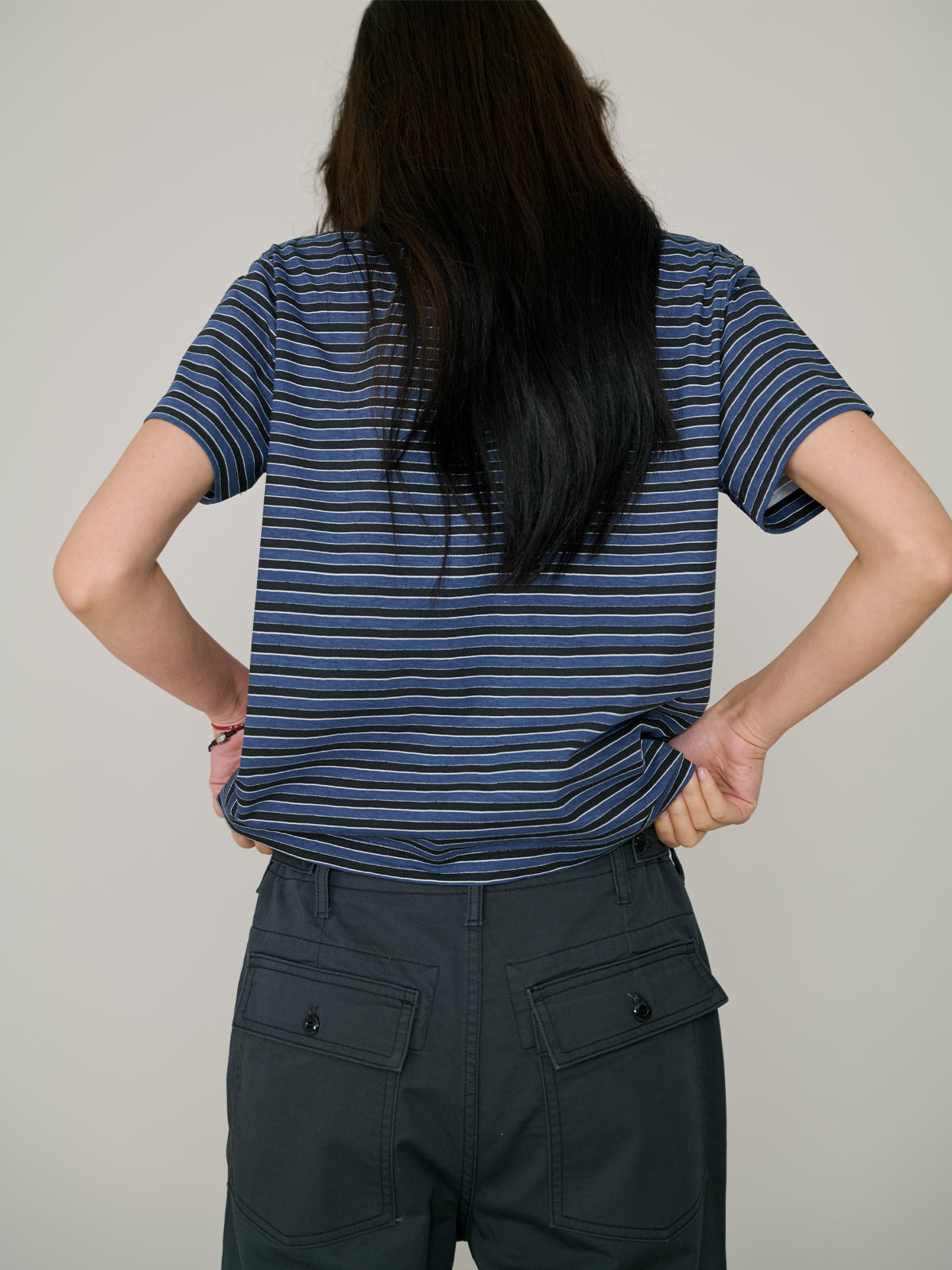 L'EAU Tacit stripe t-shirt_Deep blue