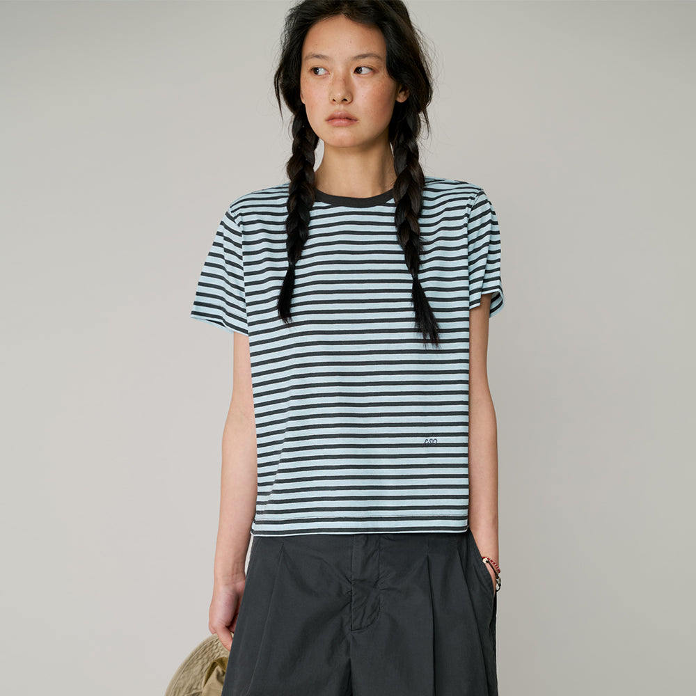 L'EAU Tacit stripe t-shirt_Sky blue