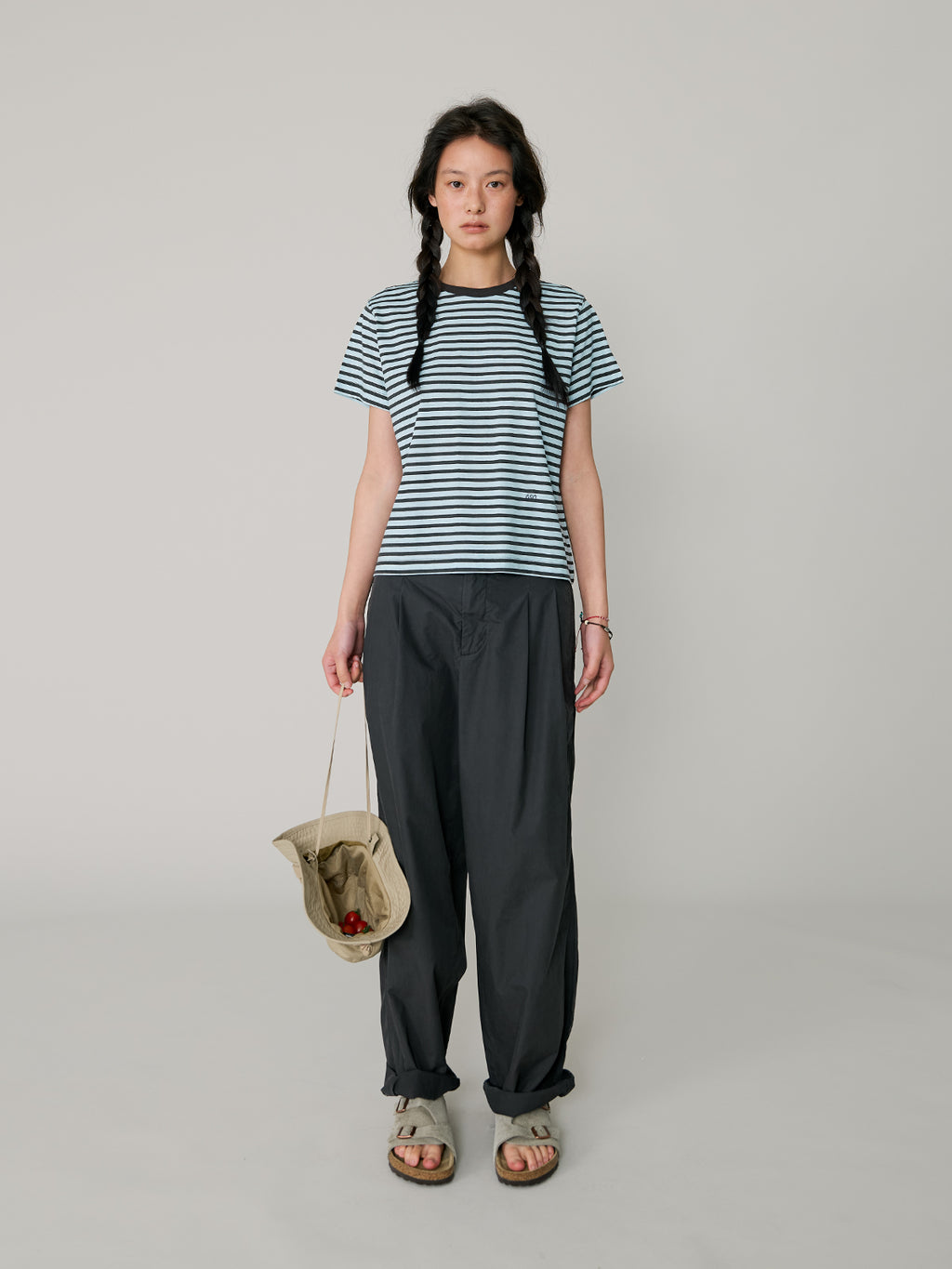 L'EAU Tacit stripe t-shirt_Sky blue
