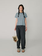 L'EAU Tacit stripe t-shirt_Sky blue