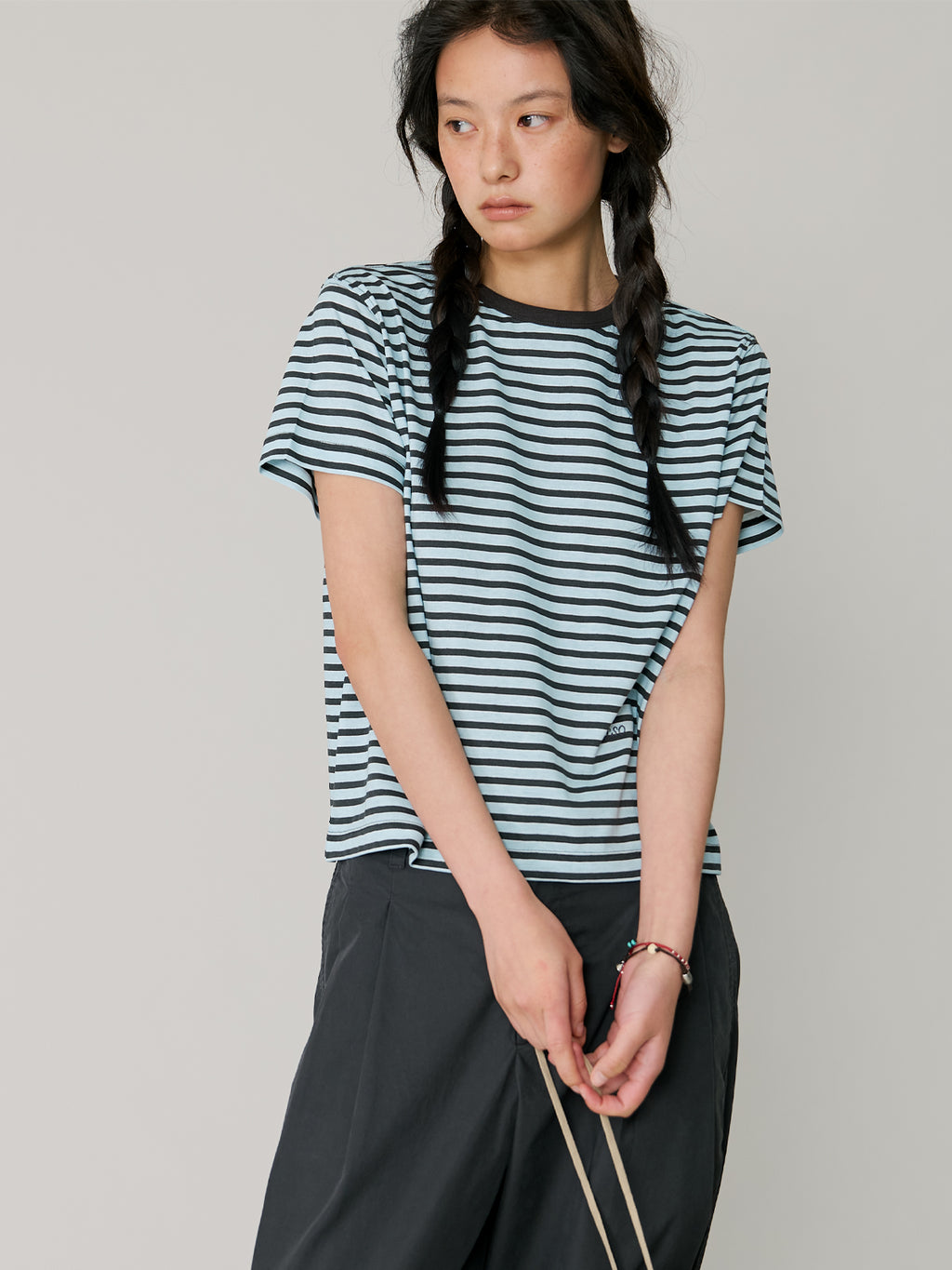 L'EAU Tacit stripe t-shirt_Sky blue