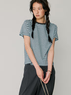L'EAU Tacit stripe t-shirt_Sky blue