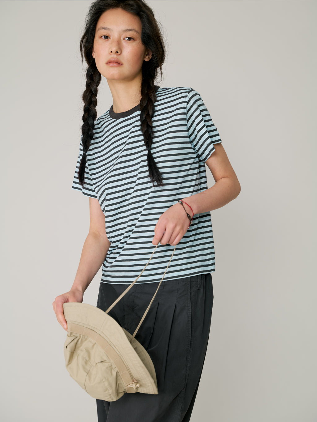 L'EAU Tacit stripe t-shirt_Sky blue