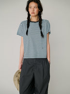 L'EAU Tacit stripe t-shirt_Sky blue