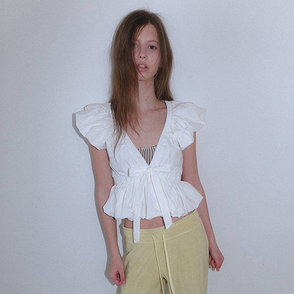 GREET [3rd] Raven V Balloon Blouse_ Raven Blouse_Ivory