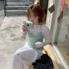 MITA YOUTH Tencel halterneck tank top & layered sheer t-shirt 8 colors