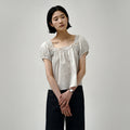 SAGEMENT BILLI SQUARE-NECK FLORAL LACE BLOUSE_LIGHT GRAY