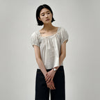 SAGEMENT BILLI SQUARE-NECK FLORAL LACE BLOUSE_LIGHT GRAY