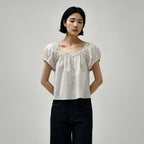 SAGEMENT BILLI SQUARE-NECK FLORAL LACE BLOUSE_LIGHT GRAY