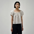 SAGEMENT BILLI SQUARE-NECK FLORAL LACE BLOUSE_LIGHT GRAY