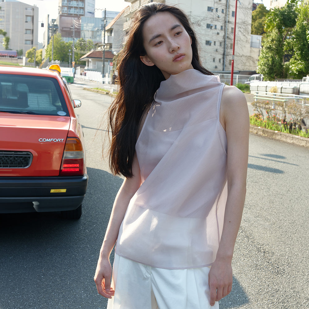 MUKHA VEIL SHEER BLOUSE SET (PINK)
