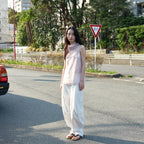 MUKHA VEIL SHEER BLOUSE SET (PINK)