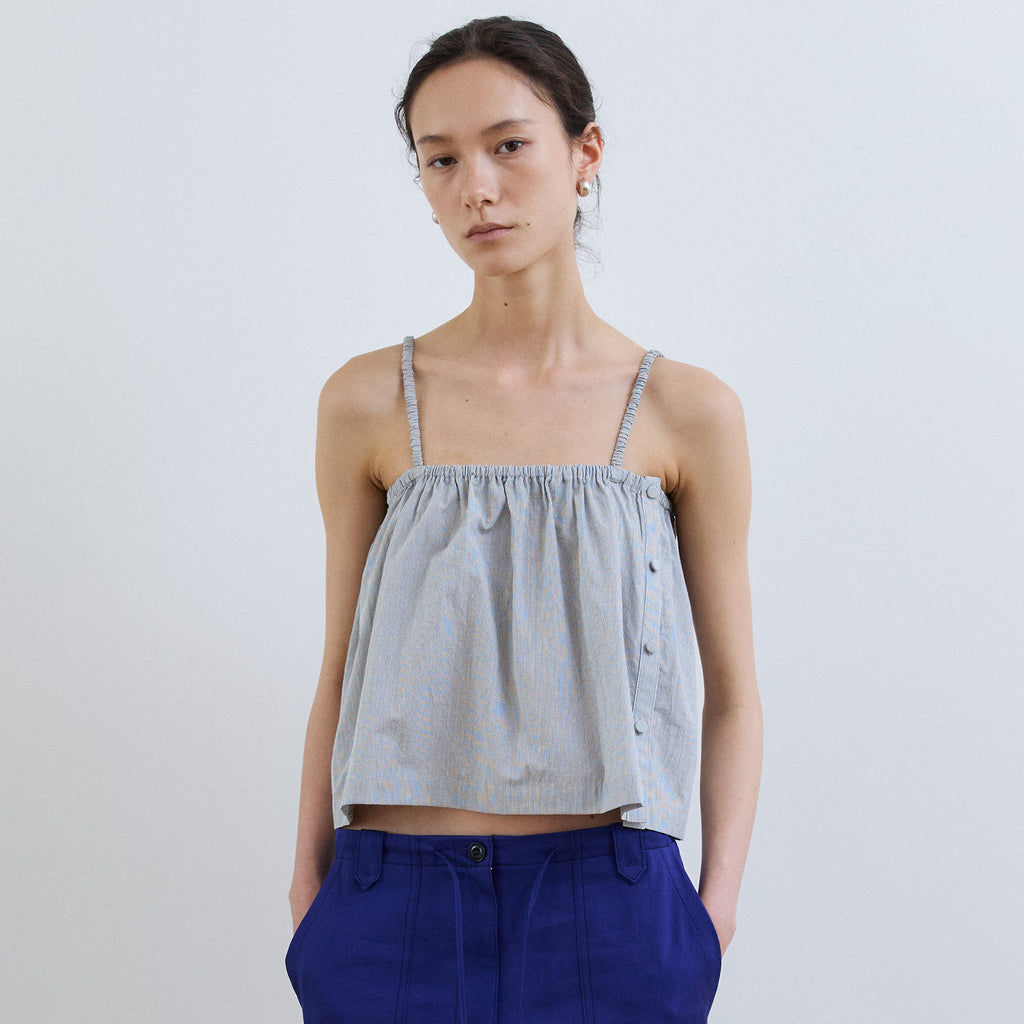 portofcall holiday sleeveless blouse_gray stripe