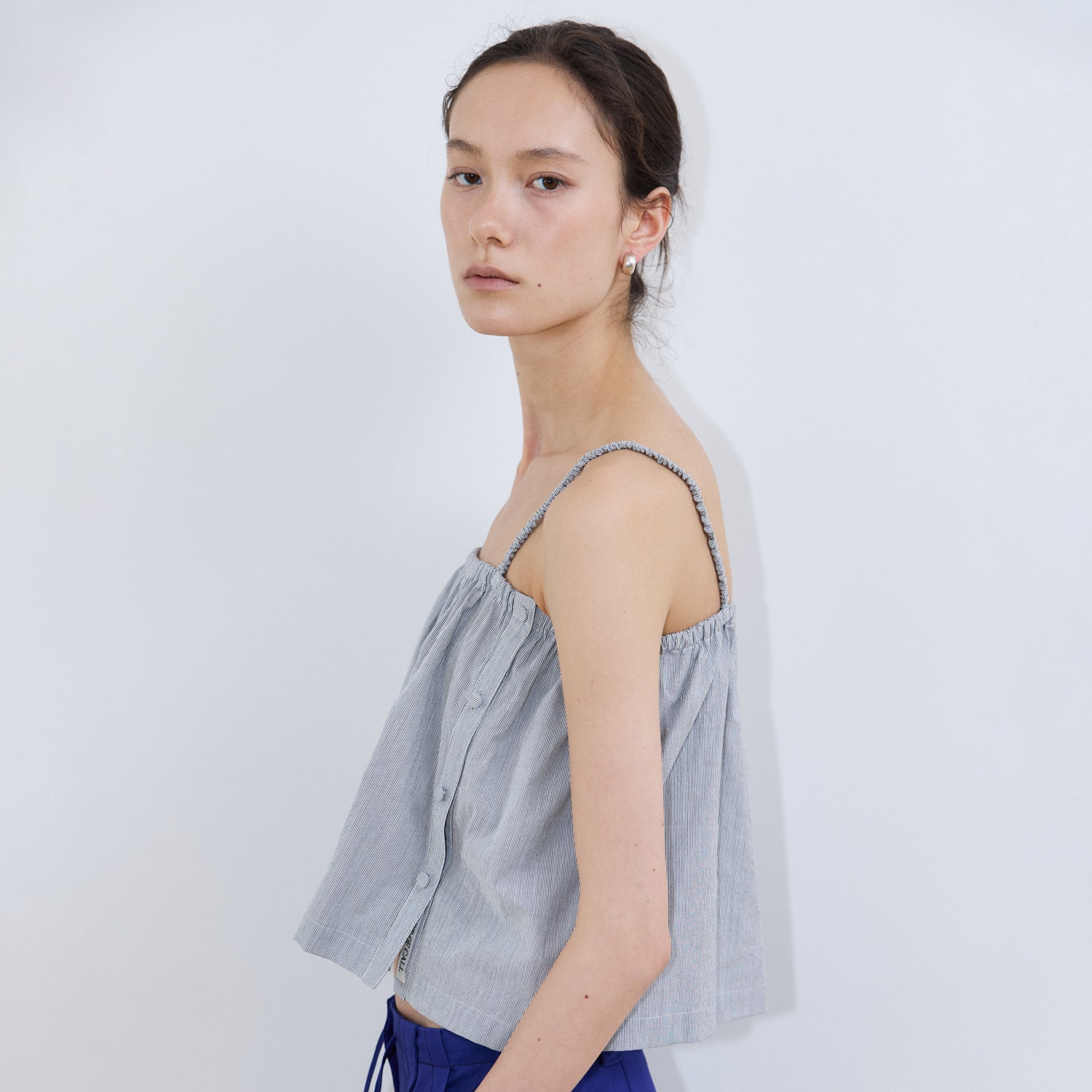 portofcall holiday sleeveless blouse_gray stripe