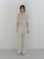 MOIA backless cotton t-shirt (mist beige)