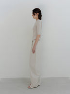 MOIA backless cotton t-shirt (mist beige)