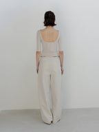 MOIA backless cotton t-shirt (mist beige)