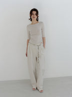 MOIA backless cotton t-shirt (mist beige)