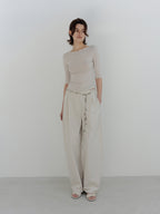 MOIA backless cotton t-shirt (mist beige)