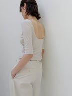 MOIA backless cotton t-shirt (mist beige)