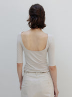 MOIA backless cotton t-shirt (mist beige)