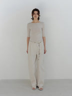 MOIA backless cotton t-shirt (mist beige)
