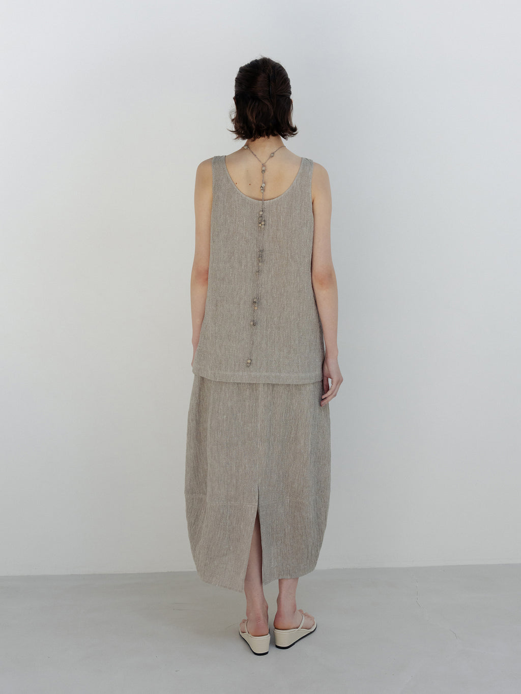 MOIA 2way linen blouse (ash beige)