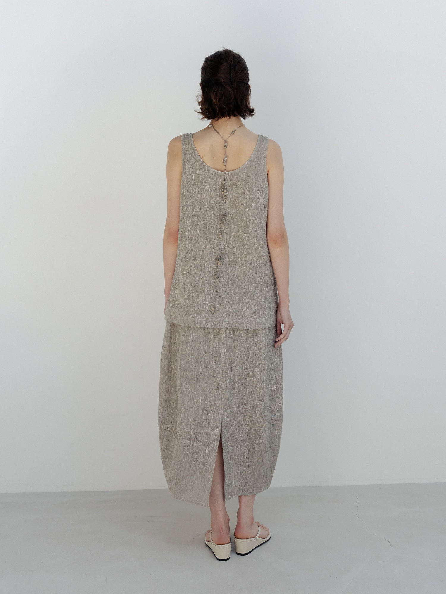 MOIA 2way linen blouse (ash beige)
