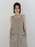 MOIA 2way linen blouse (ash beige)