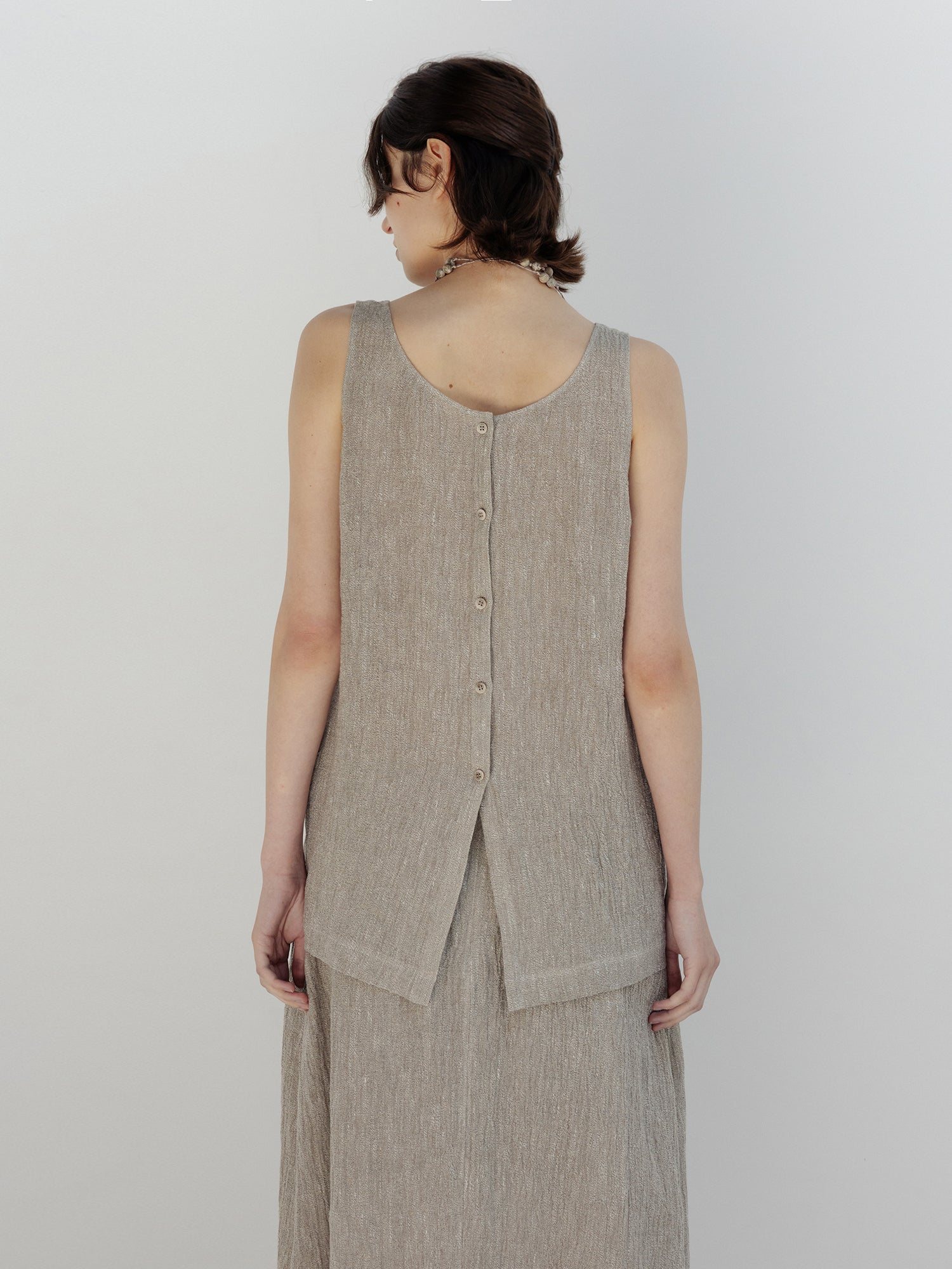 MOIA 2way linen blouse (ash beige)