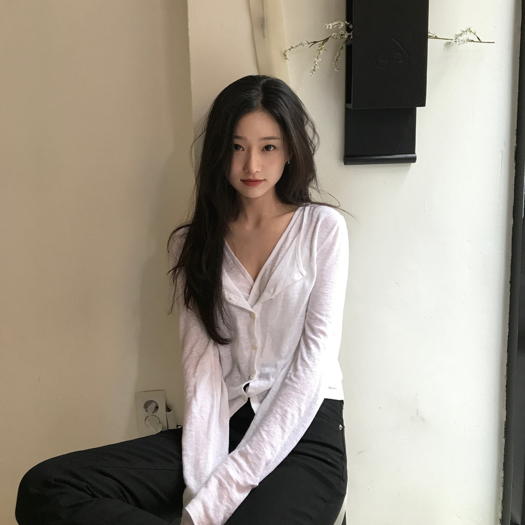 YOONSEUL Sue layered cardigan (linen)