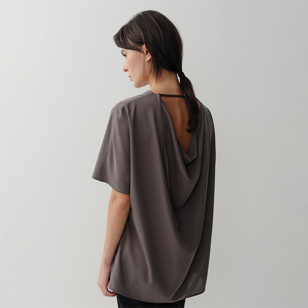 EAAH BACK COWL BLOUSE (BROWN)