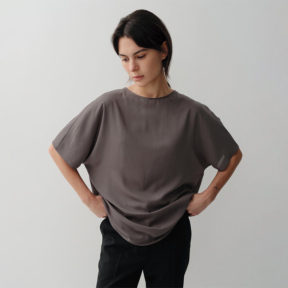 EAAH BACK COWL BLOUSE (BROWN)