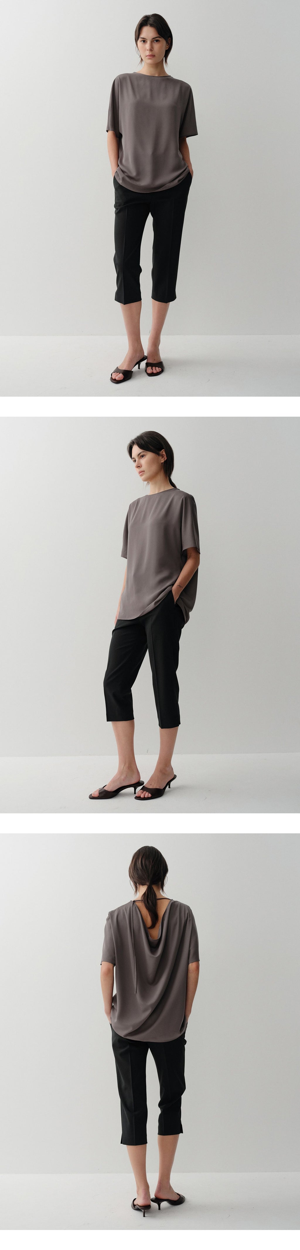 EAAH BACK COWL BLOUSE (BROWN)