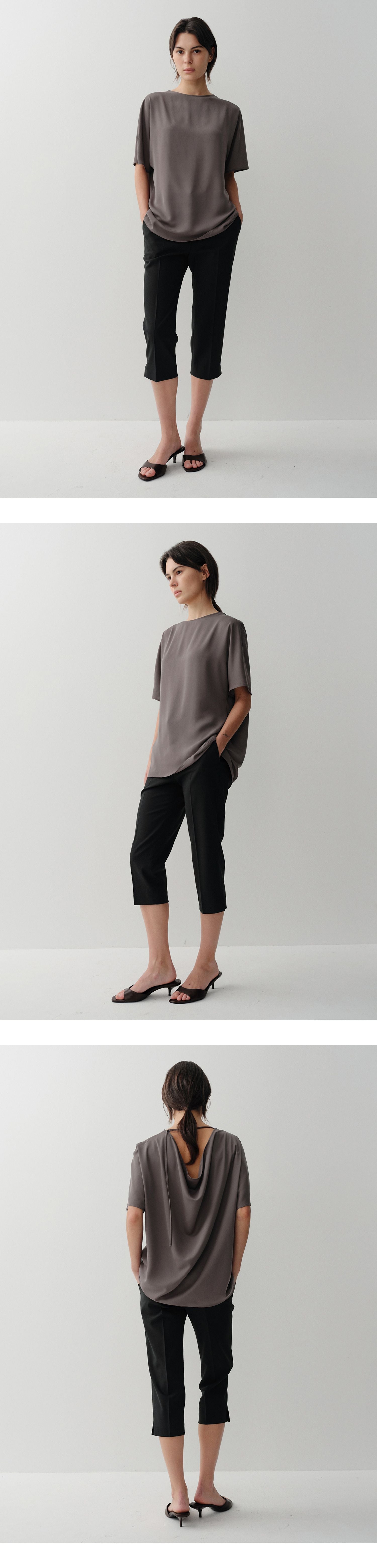 EAAH BACK COWL BLOUSE (BROWN)