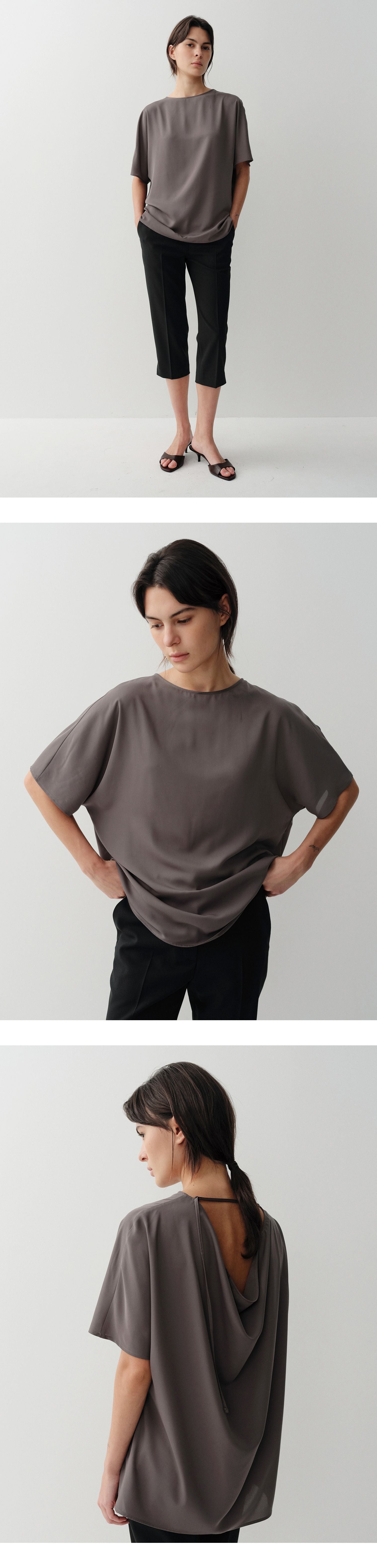 EAAH BACK COWL BLOUSE (BROWN)