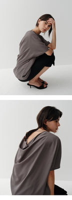 EAAH BACK COWL BLOUSE (BROWN)