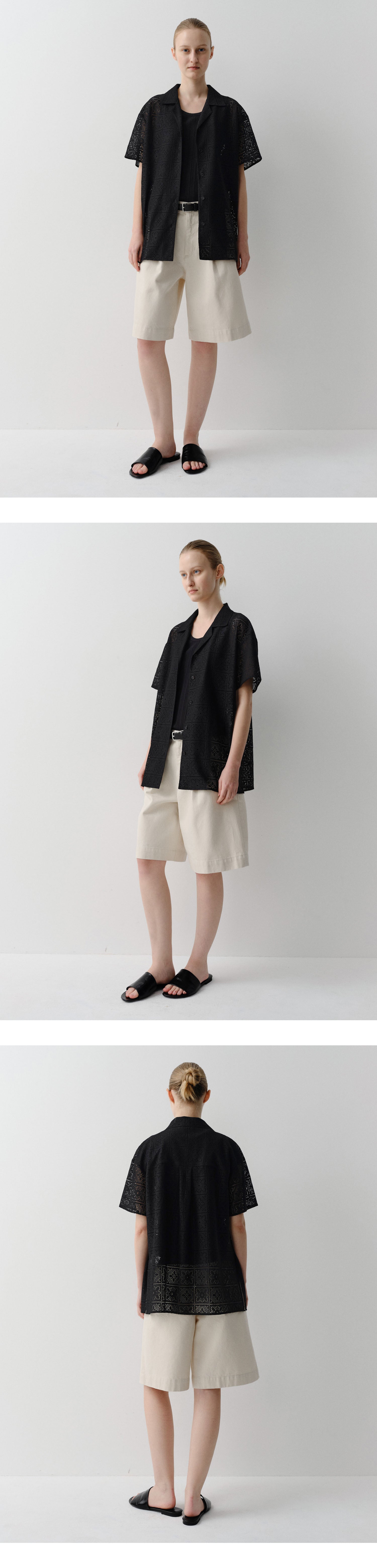 EAAH OPEN COLLAR LACE SHIRT (BLACK)