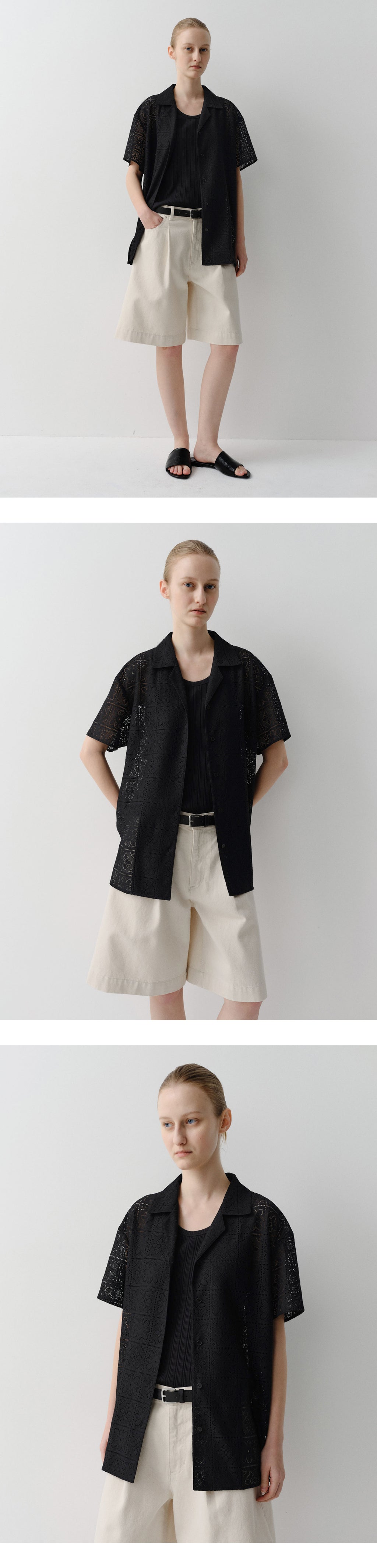 EAAH OPEN COLLAR LACE SHIRT (BLACK)