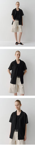 EAAH OPEN COLLAR LACE SHIRT (BLACK)