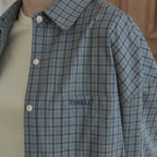 FOREU [29CM Exclusive] (4th) Overfit Check Shirt (Blue)