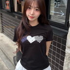 Rogin N Rosie Heart Patch Cotton T-shirt Black