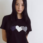 Rogin N Rosie Heart Patch Cotton T-shirt Black