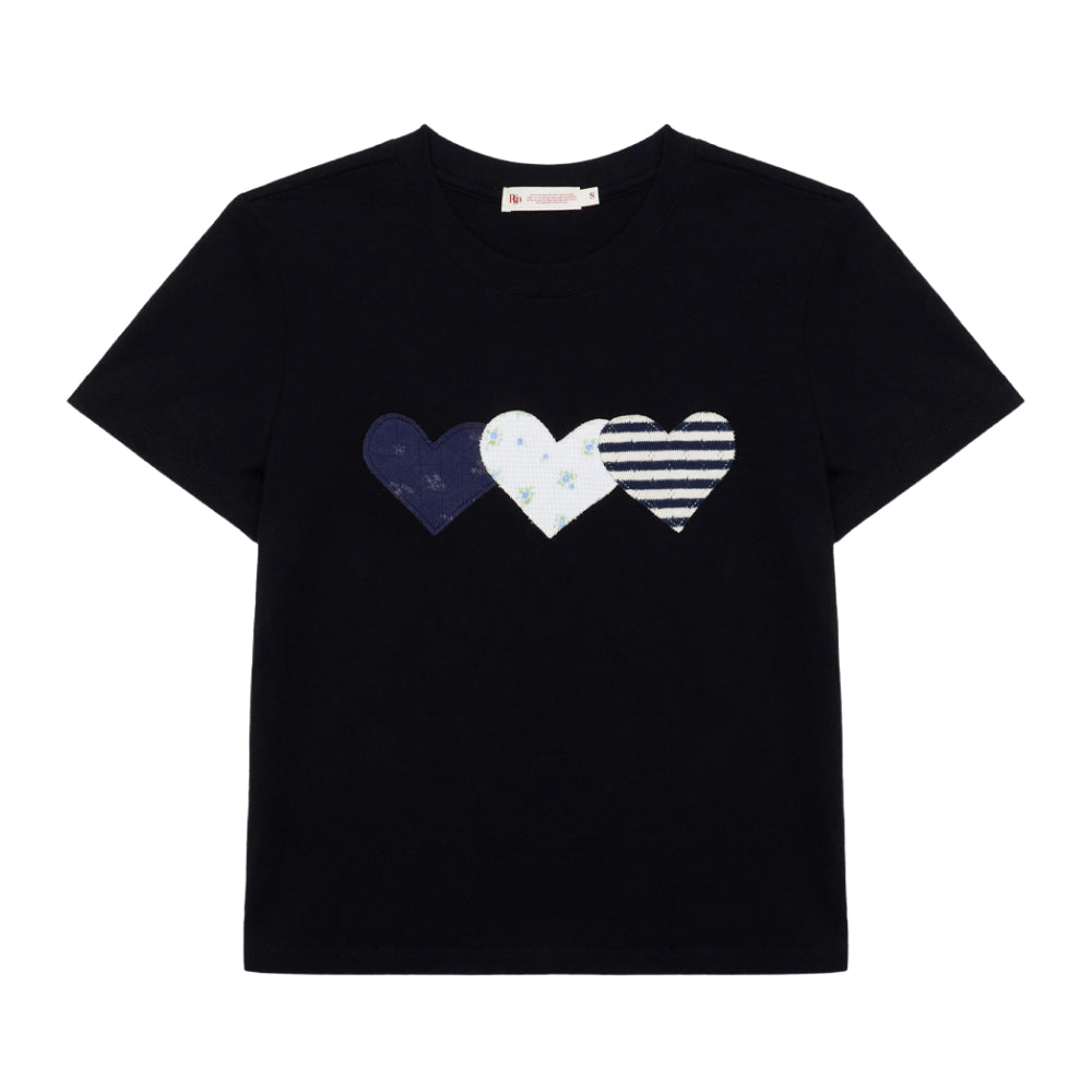Rogin N Rosie Heart Patch Cotton T-shirt Black