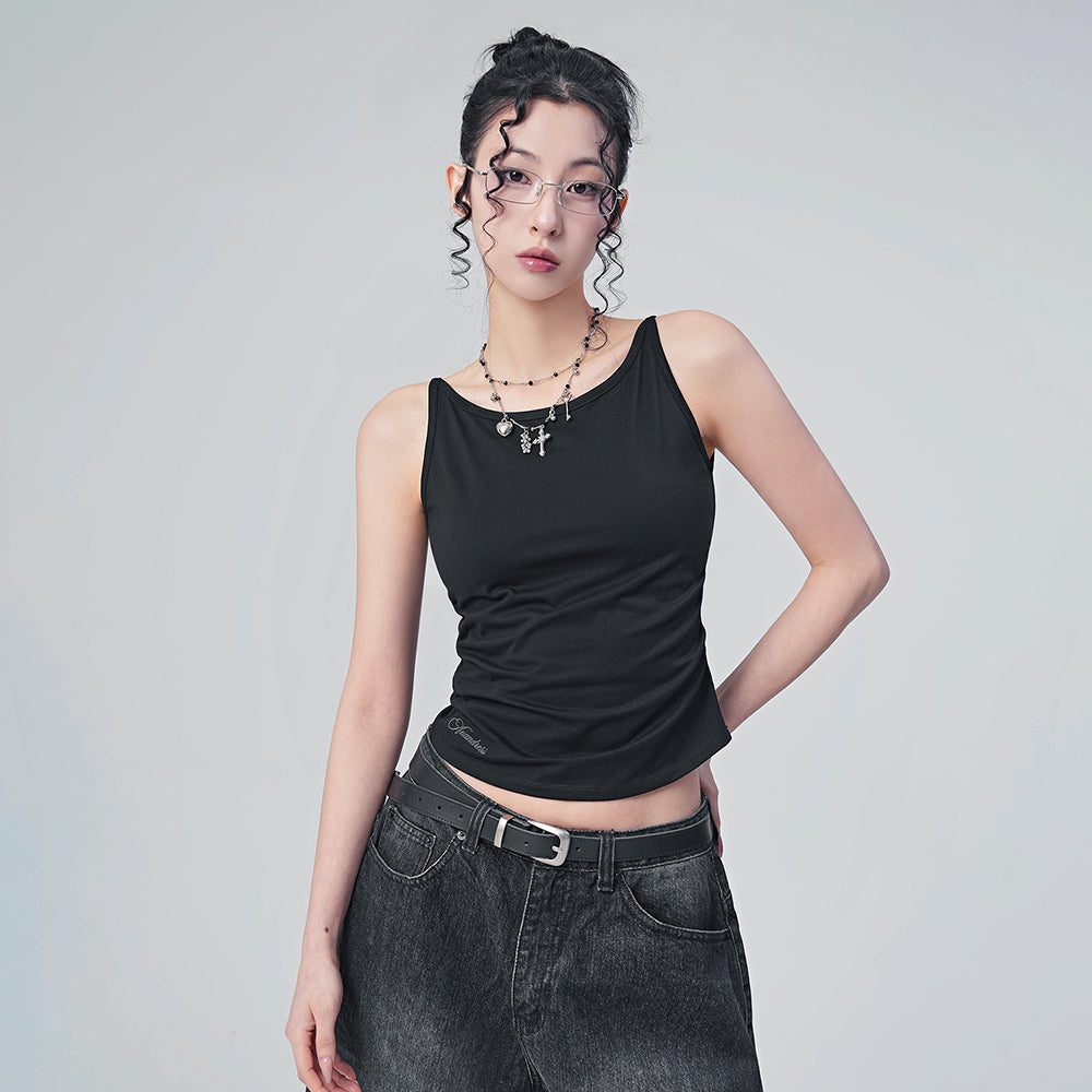 AVANDRESS Lupine Boat Neck Shirring Sleeveless_9Colors