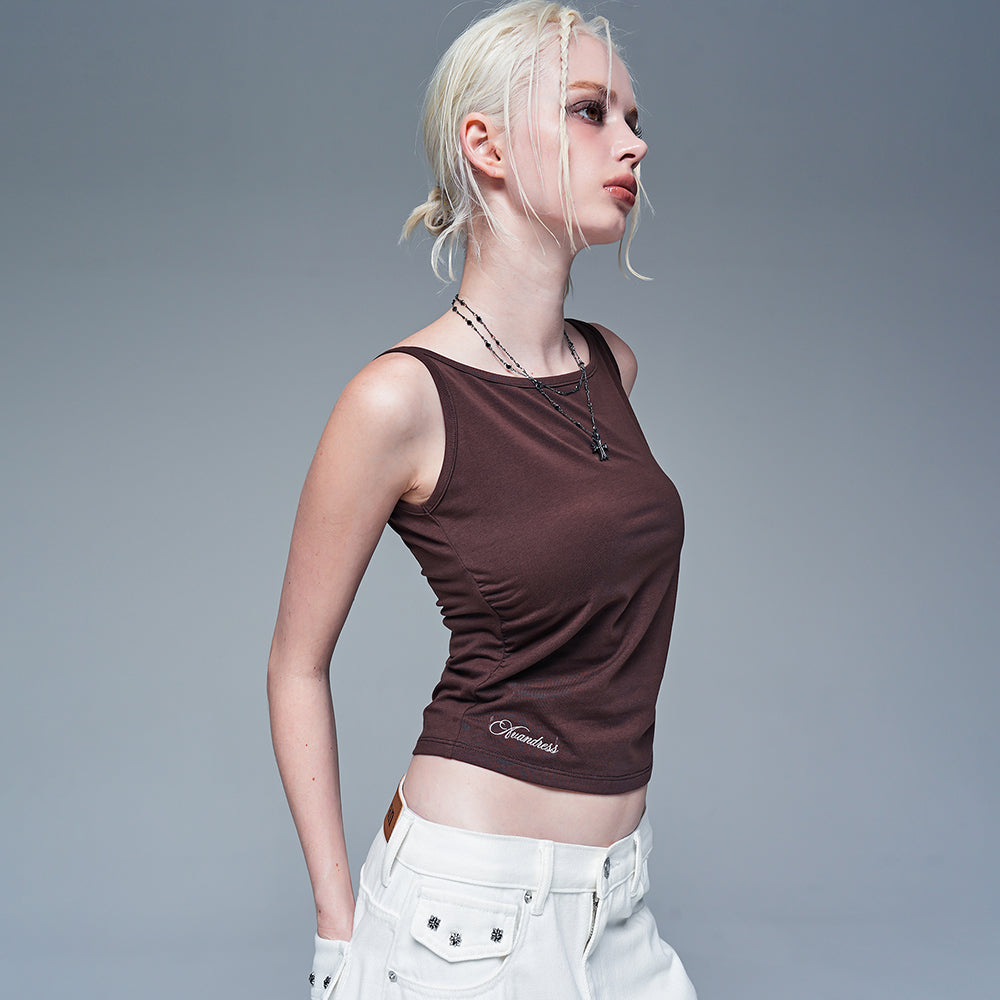 AVANDRESS Lupine Boat Neck Shirring Sleeveless_9Colors