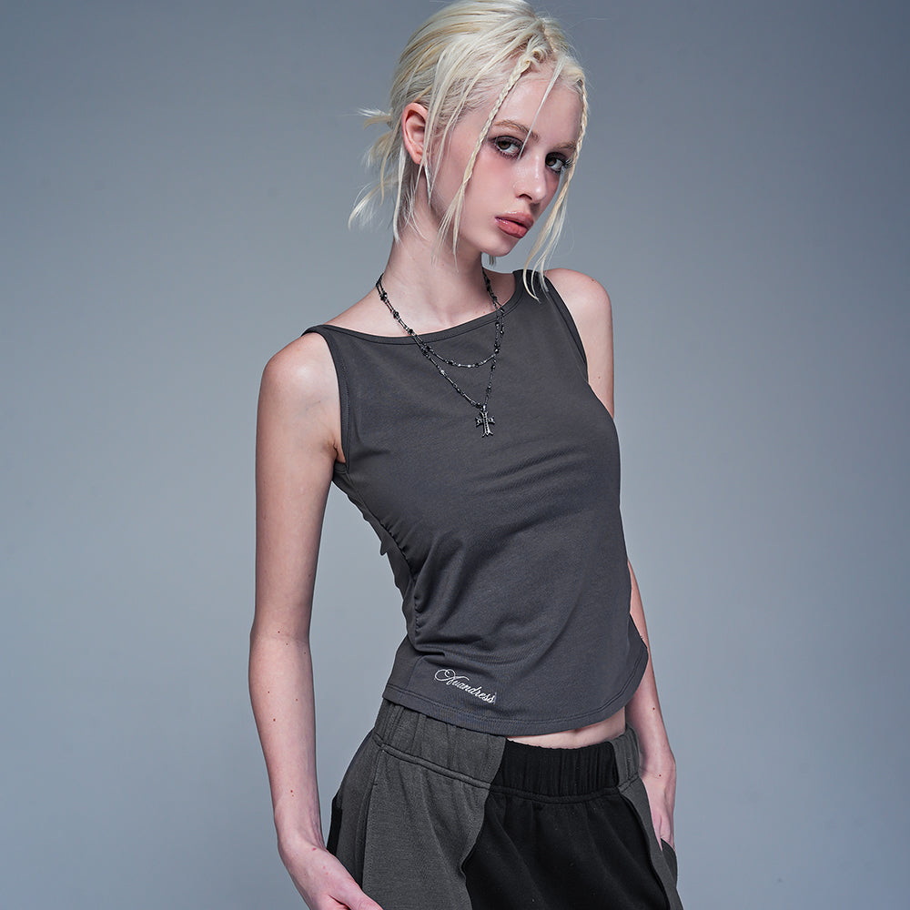 AVANDRESS Lupine Boat Neck Shirring Sleeveless_9Colors