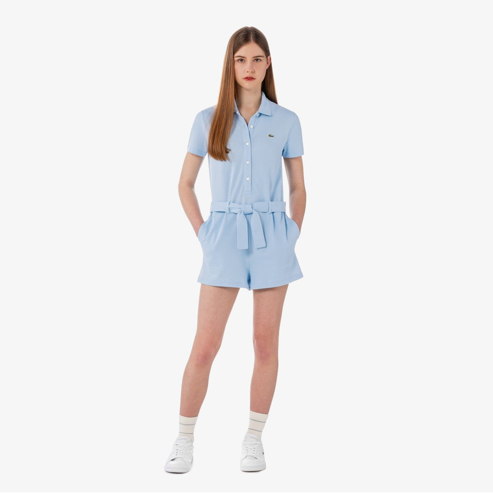 LACOSTE LACOSTE Women's Mini Pique Short Sleeve Jumpsuit