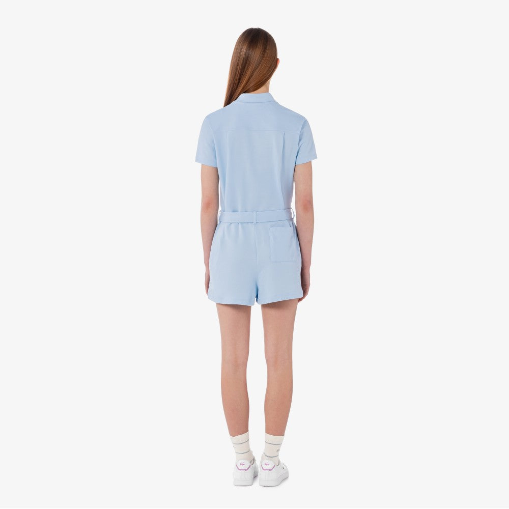 LACOSTE LACOSTE Women's Mini Pique Short Sleeve Jumpsuit